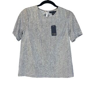 Tulléa Women's Metallic Sparkle Textured Short Sleeve Top M